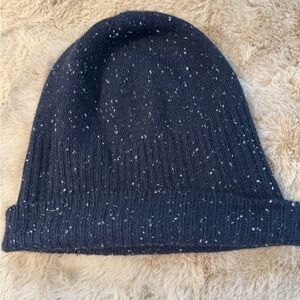COS Black and White Speckled Cashmere Beanie hat